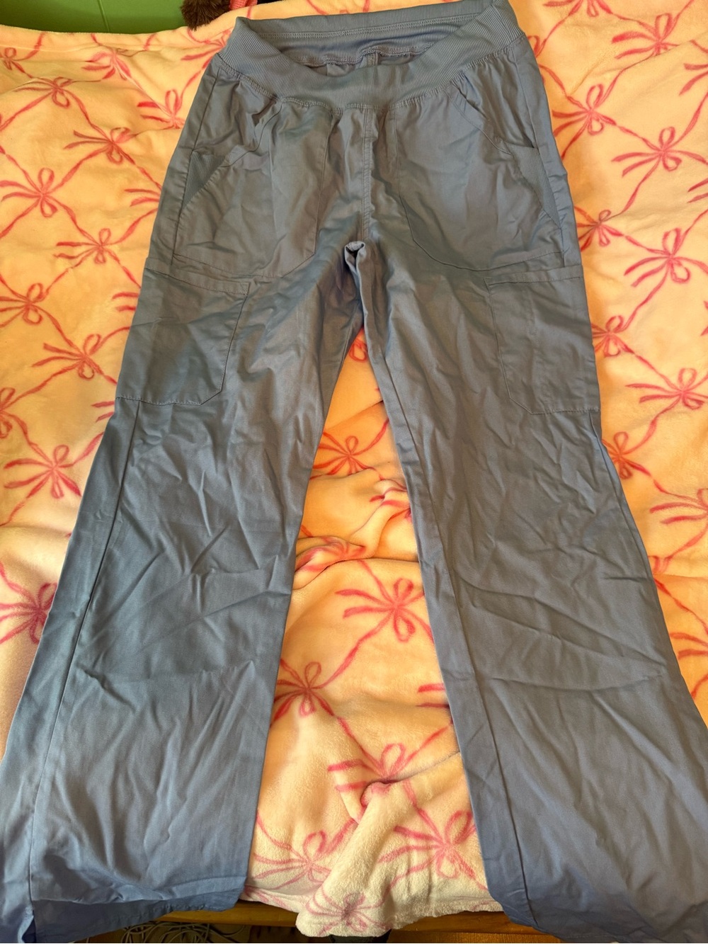 Relaxed Wide Leg Scrub Pants in Dusty Blue Possibly Tall Length